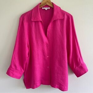 Elliott Lauren 100% Linen Bright Pink Women's Top Size 12